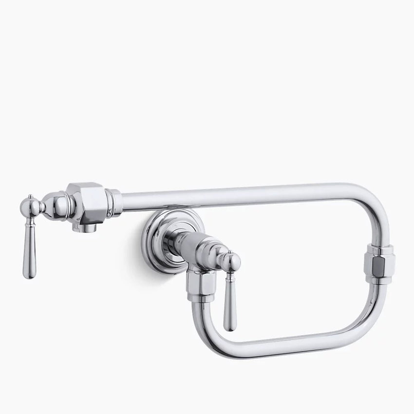 Kohler HiRise Single-hole wall-mount pot filler kitchen sink faucet with 24" extended spout and lever handle K-7322-4-S