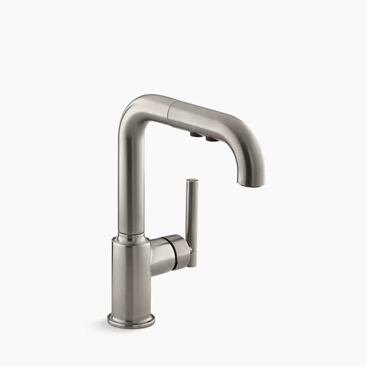 Kohler Purist K-7506-VS Purist Single Hole Kitchen Sink Faucet with 7" Pullout Spout - Vibrant Stainless