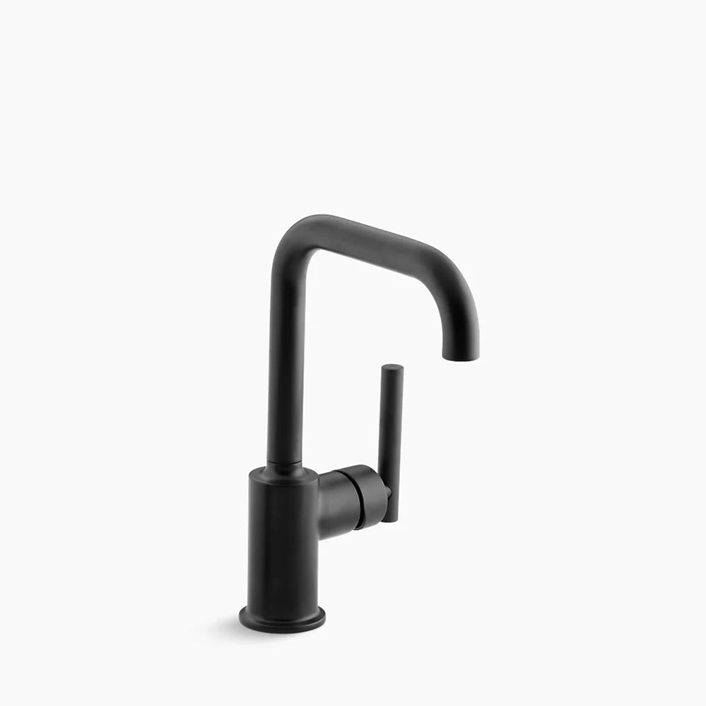 Kohler K-7509-BL Purist Single Hole Kitchen Sink Faucet with 6" Spout - Matte Black