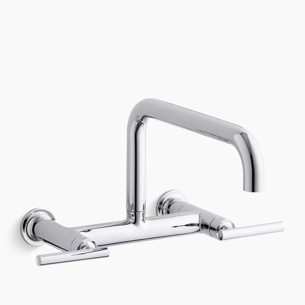 Kohler Purist® Two-hole wall-mount bridge kitchen sink faucet with 13-7/8" spout K-7549-4