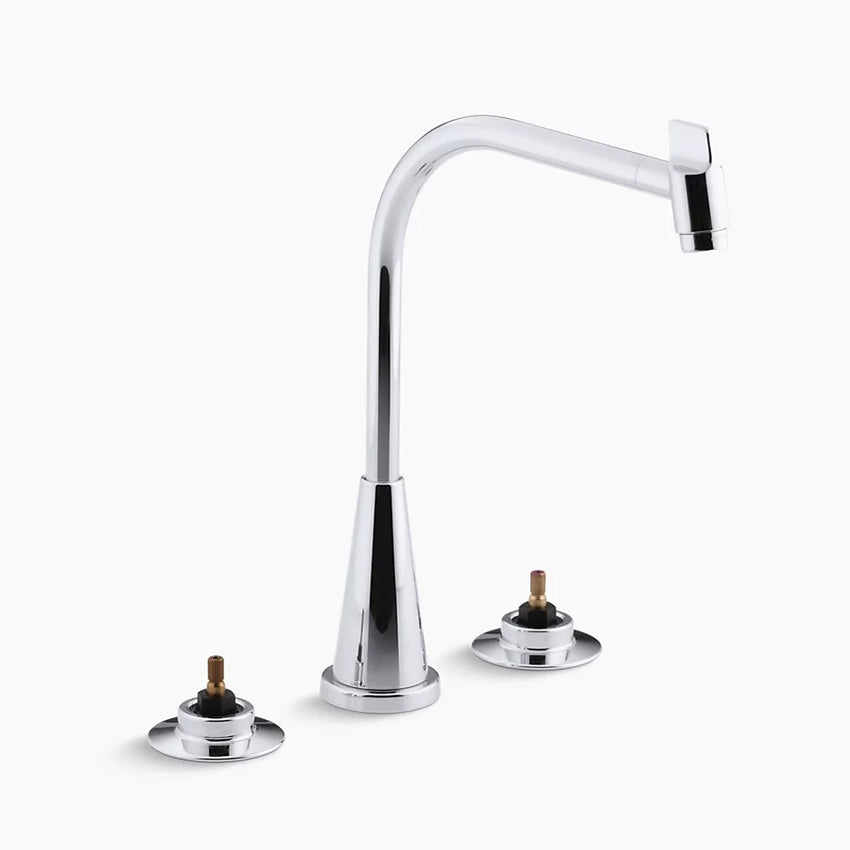 Kohler Triton® Three-hole widespread kitchen sink faucet with 8" multi-swivel spout, requires handles K-7776-K-CP