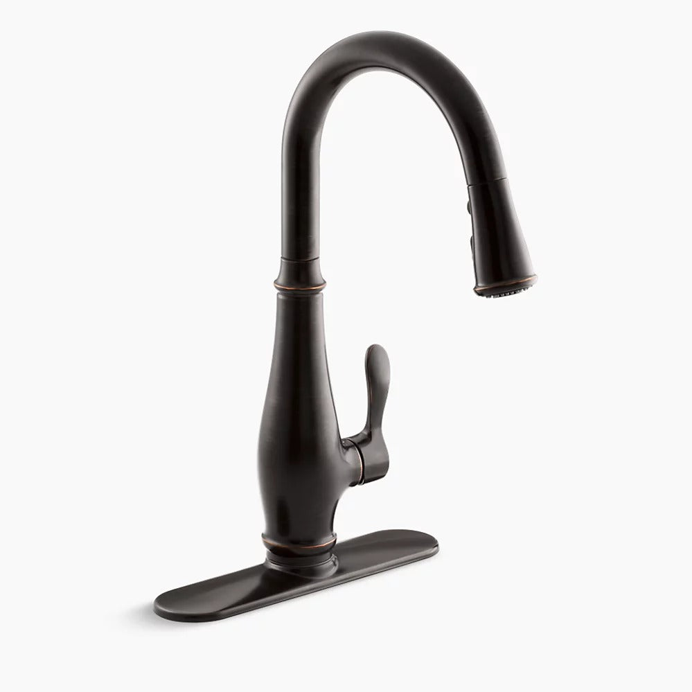 Kohler K-780-2BZ Cruette Single Hole or Three Hole Kitchen Sink Faucet with Pull Down 7-7/8" Spout and Lever Handle