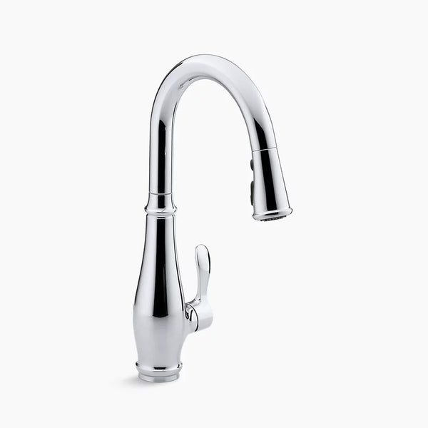 Kohler K-780-CP  Cruette Single Hole or Three Hole Kitchen Sink Faucet with Pull Down 7-7/8" Spout and Lever Handle - Vibrant Stainless