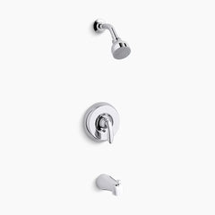 Kohler Coralais® bath and shower trim set with 1.75 gpm showerhead and lever handle for manual mixing valve K-T15601-4G-CP