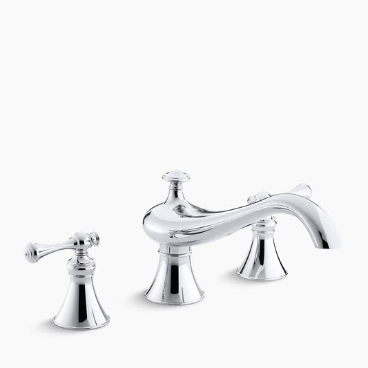 Kohler Revival® deck-mount bath faucet trim for high-flow valve with 9-5/8" spout, traditional lever handles, valve not included K-T16119-4A