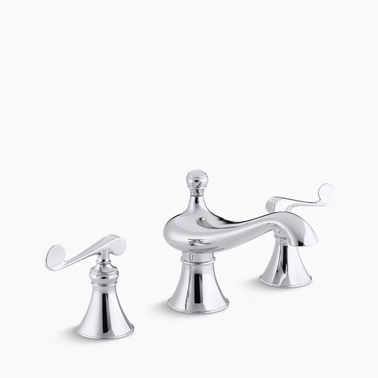 Kohler Revival® bath-mount bath faucet trim for high-flow valve with 6-58 spout, scroll lever handles, valve not included K-T16122-4