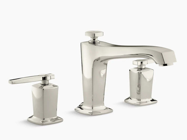 Kohler Margaux® deck-mount bath faucet trim for high-flow valve with non-diverter spout and lever handles, valve not included K-T16237-4-SN