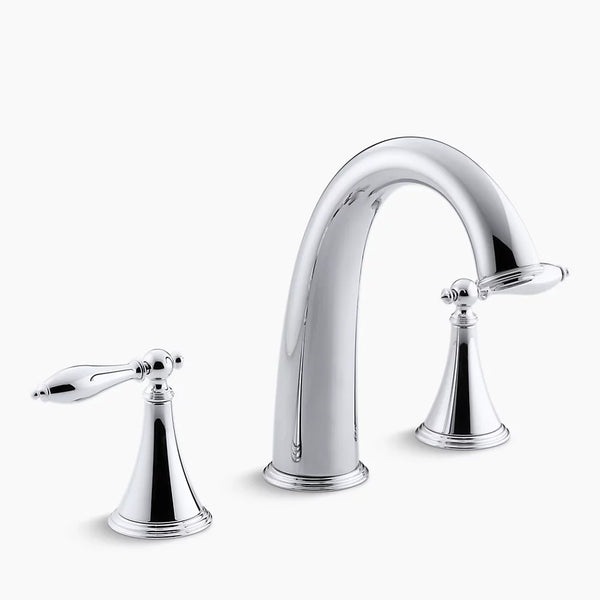 Kohler Finial® Traditional deck-mount bath faucet trim for high-flow valve with lever handles, valve not included  K-T314-4M-CP