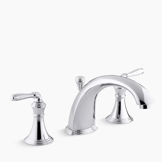 Kohler Devonshire® deck-/rim-mount bath faucet trim for high-flow valve with 8-15/16" diverter spout and lever handles, valve not included K-T387-4