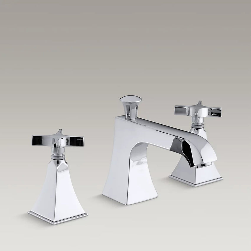 Kohler Memoirs® Stately deck-mount bath faucet trim for high-flow valve with diverter spout and cross handles, valve not included K-T428-3S