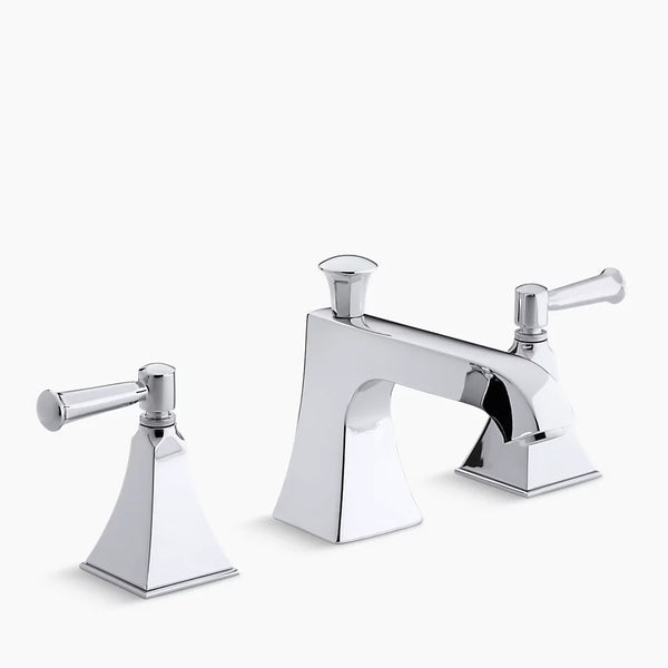 Kohler Memoirs® Stately deck-mount bath faucet trim for high-flow valve with diverter spout and lever handles, valve not included K-T428-4S-CP