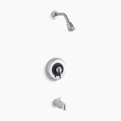 Kohler Triton® Bath/shower trim set with showerhead, arm and flange and lever handle for Rite-Temp® pressure-balancing valve, requires valve K-T6908-4A-CP