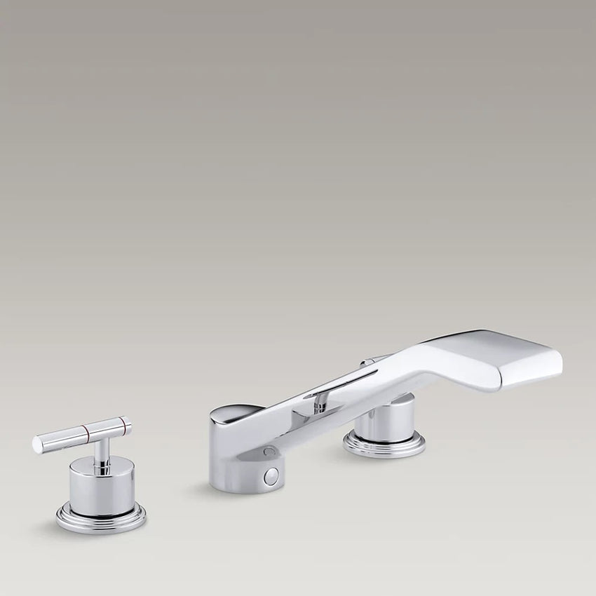 Kohler  Taboret K-T8230-4-CP ® deck-mount bath faucet trim for high-flow valve with 9-5/8" bullnose non-diverter spout and lever handles, valve not included  K-T8230-4