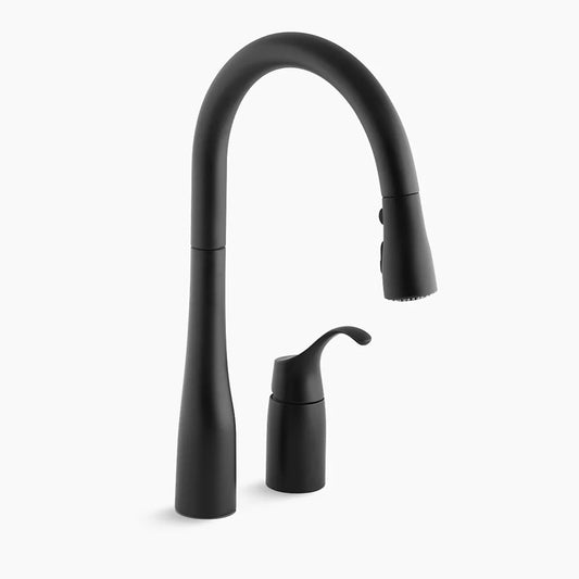 Kohler K-647-BL Simplice Pull Down 16-1/8" Swing Spout Kitchen Faucet - Matte Black