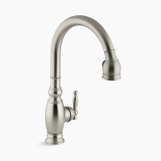 Kohler K-690-BN Vinnata Pull Down 16-5/8" Spout and Lever Handle Kitchen Faucet - Vibrant Brushed Nickel