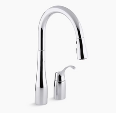 Kohler Simplice® Two-hole kitchen sink faucet with 16-1/8" pull-down swing spout K-647