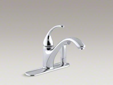 Kohler Forté® 3-Hole kitchen sink faucet with 9-1/16" spout with matching finish sidespray in escutcheon K-10413