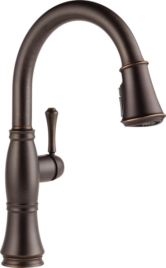 DEL9197RBDST Delta Faucet Cassidy Oil Rubbed Bronze Deck Mount Kitchen Faucet with Pull Down Sprayer