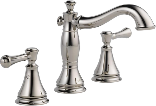 Delta Faucet Cassidy Widespread Bathroom Faucet 3 Hole, Bathroom Sink Faucet, Metal Drain Assembly, Polished Nickel 3597LF-PNMPU