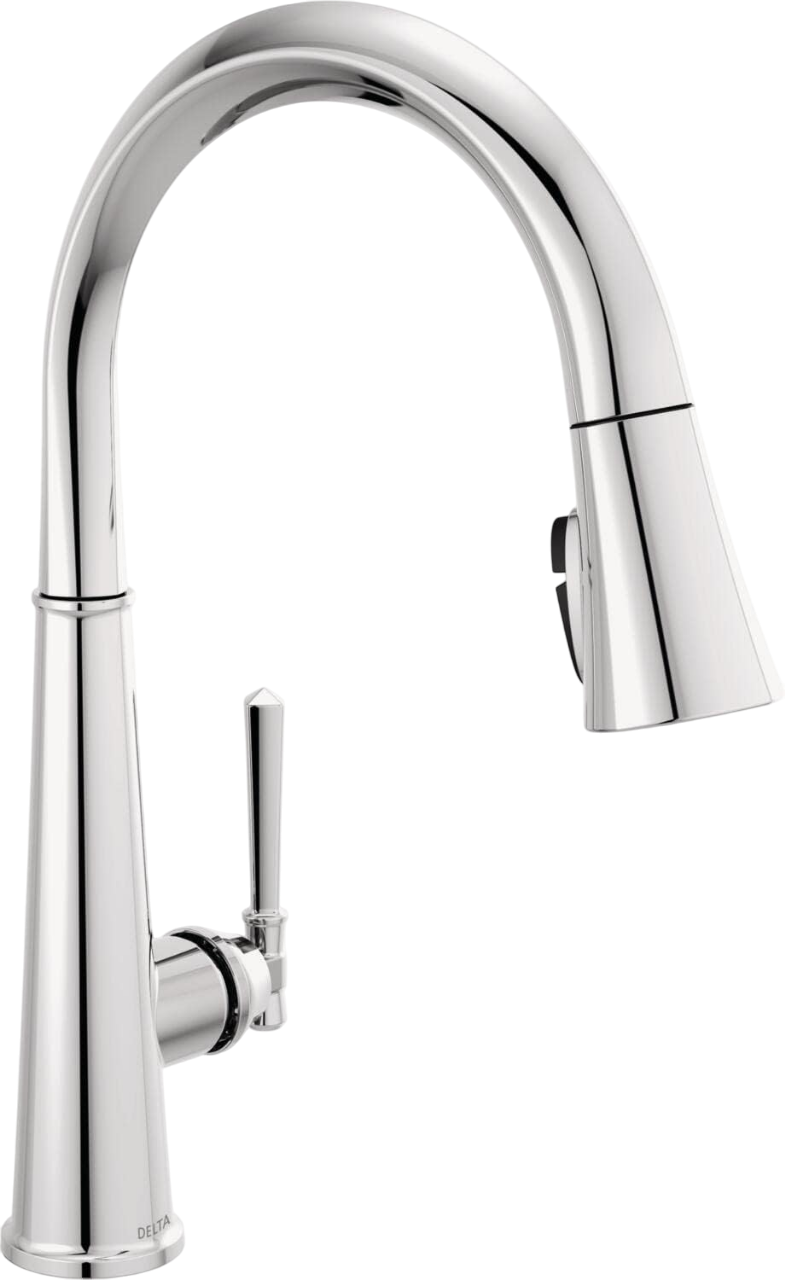 DELTA 9182-PR-DST Emmeline ShieldSpray Kitchen Faucet 1L Pull-Down Without Soap Dispenser Lumicoat Chrome