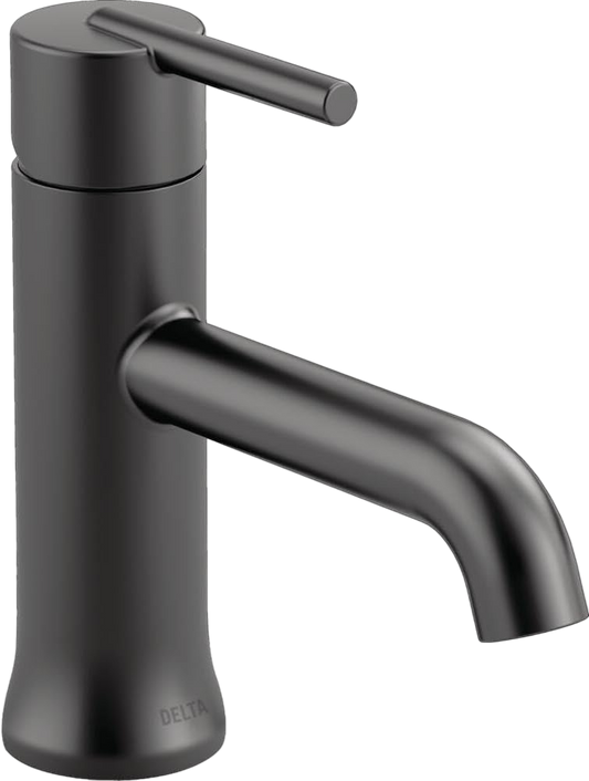 Delta Faucet Trinsic Matte Black Bathroom Faucet Single Hole Bathroom Faucet Single Handle Bathroom Faucet, Matte Black 559LF-BLMPU, With Drain Assembly