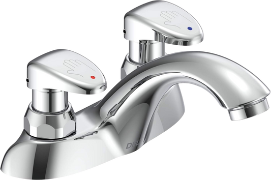 DEL86T1153 Delta Faucet 2 Handle Commercial Bathroom Faucet Chrome - Metering Faucet - Chrome Bathroom Faucet, Chrome 86T1153