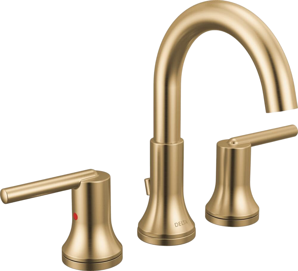 Delta Faucet Trinsic Widespread Bathroom Faucet 3 Hole, Gold Bathroom Faucet, Diamond Seal Technology - Metal Drain Assembly -Champagne Bronze 3559-CZMPU-DST