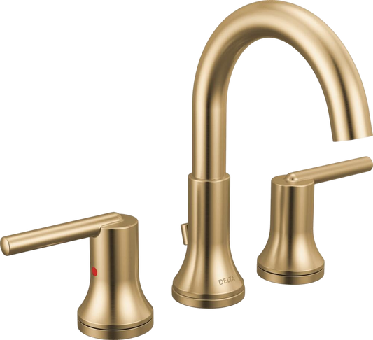 Delta Faucet Trinsic Widespread Bathroom Faucet 3 Hole, Gold Bathroom Faucet, Diamond Seal Technology - Metal Drain Assembly -Champagne Bronze 3559-CZMPU-DST