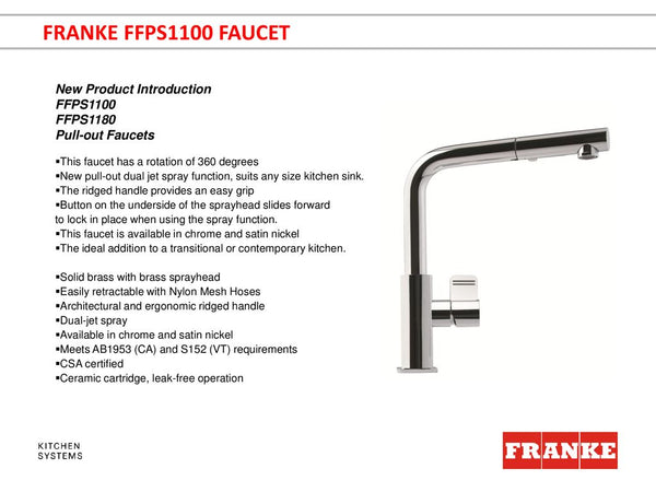 Franke FFPS1100 Pull-down Kitchen Faucet Polished Chrome 115.0193.202