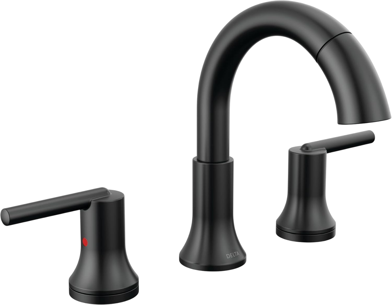 Delta Faucet Trinsic Pull Down Bathroom Faucet, Bathroom Pull Out Faucet, Black Widespread Bathroom Faucet 3 Hole Pull Down Sprayer -  Bathroom Sink Faucet Magnetic Docking -Matte Black 3559-BLPD-DST