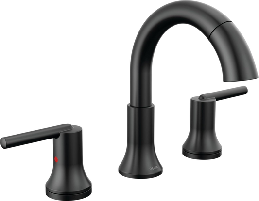 Delta Faucet Trinsic Pull Down Bathroom Faucet, Bathroom Pull Out Faucet, Black Widespread Bathroom Faucet 3 Hole Pull Down Sprayer -  Bathroom Sink Faucet Magnetic Docking -Matte Black 3559-BLPD-DST