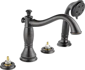 Delta Faucet Cassidy Widespread Bathroom Faucet 3 Hole - Bronze Bathroom Faucet - Bathroom Sink Faucet, Metal Drain Assembly, Venetian Bronze 3597LF-RBMPU